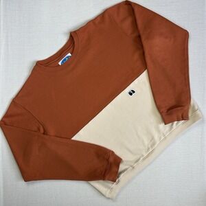 All Play Crewneck Sweatshirt Color Block Men Medium Clay Orange Cream